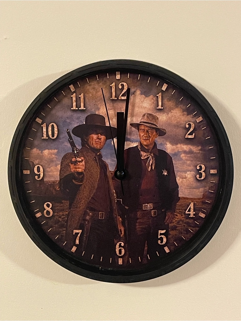 Western Cowboys Decorative Wall Clock - Brown